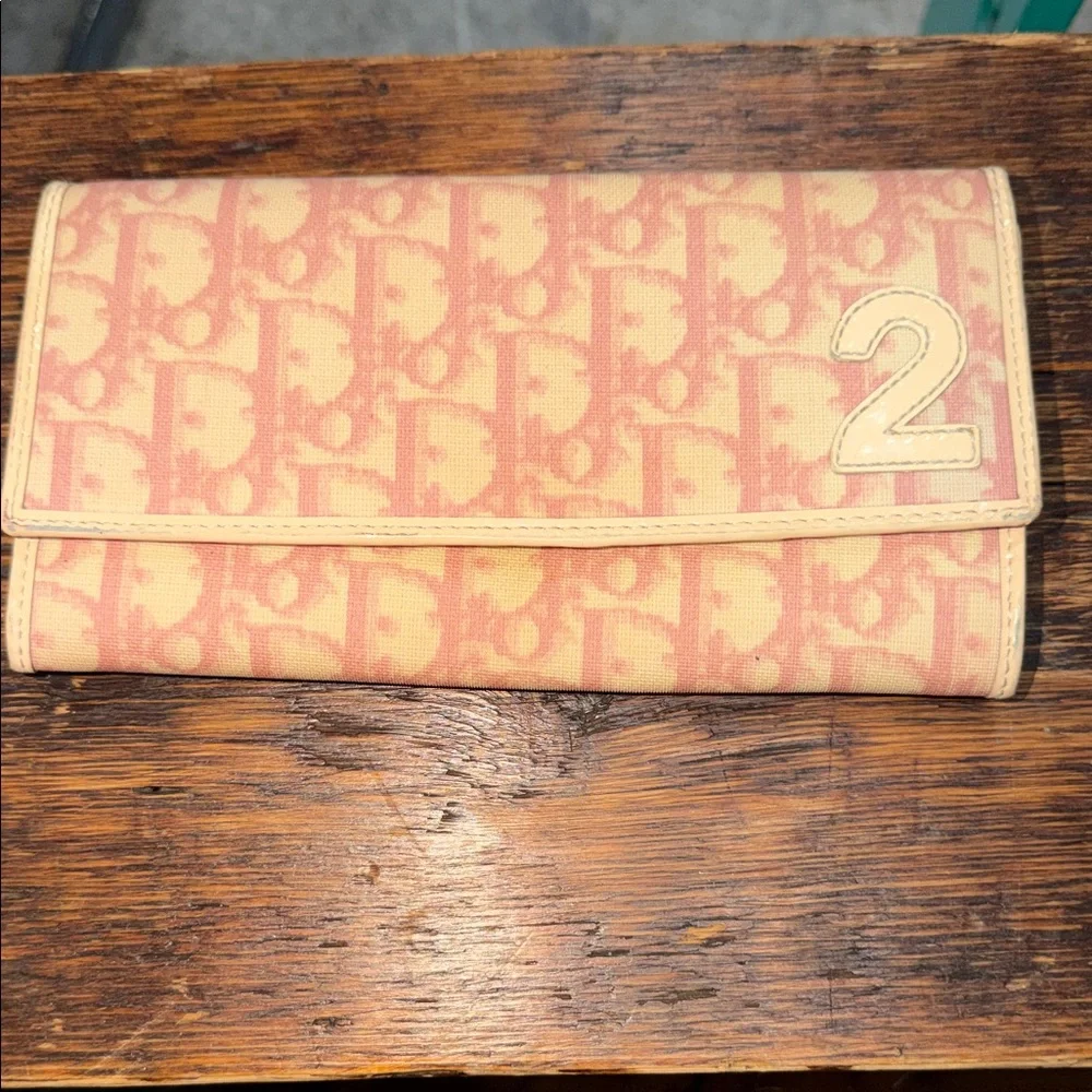 Dior Pink and‎ Cream Logo Clutch (wallet)